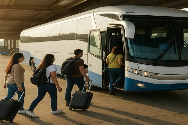 Ônibus interestadual no terminal rodoviário brasileiro
