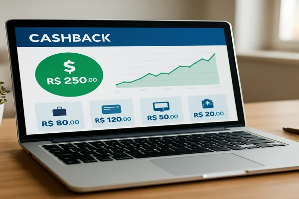 Tela mostrando painel de cashback