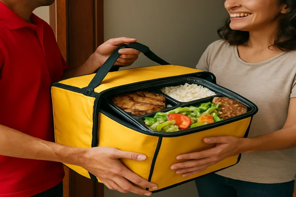 Entrega de comida na porta de casa