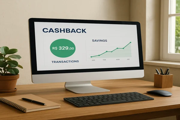 Tela mostrando painel de cashback da Cuponomia