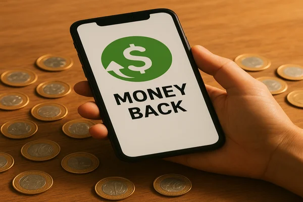 Celular mostrando cashback do Méliuz