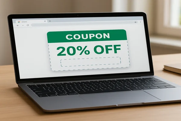 Extensão do navegador mostrando cupom de desconto