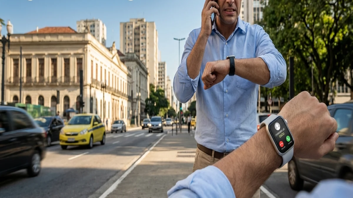 Homem recebendo ligação suspeita de falsa central do banco sobre cartão clonado