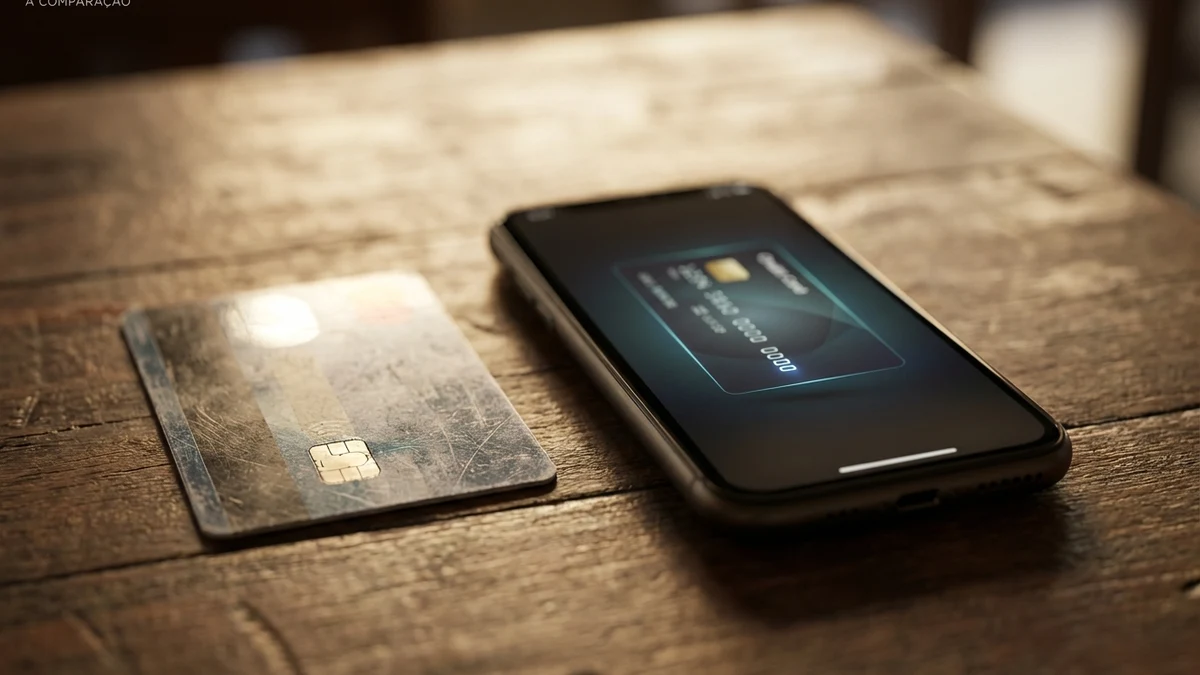 Pessoa escolhendo entre cartão virtual e físico no aplicativo