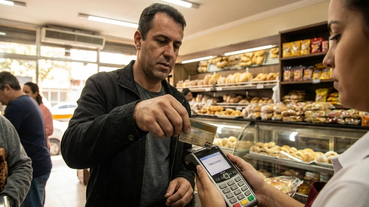 Pessoa usando cartão virtual no celular com segurança digital