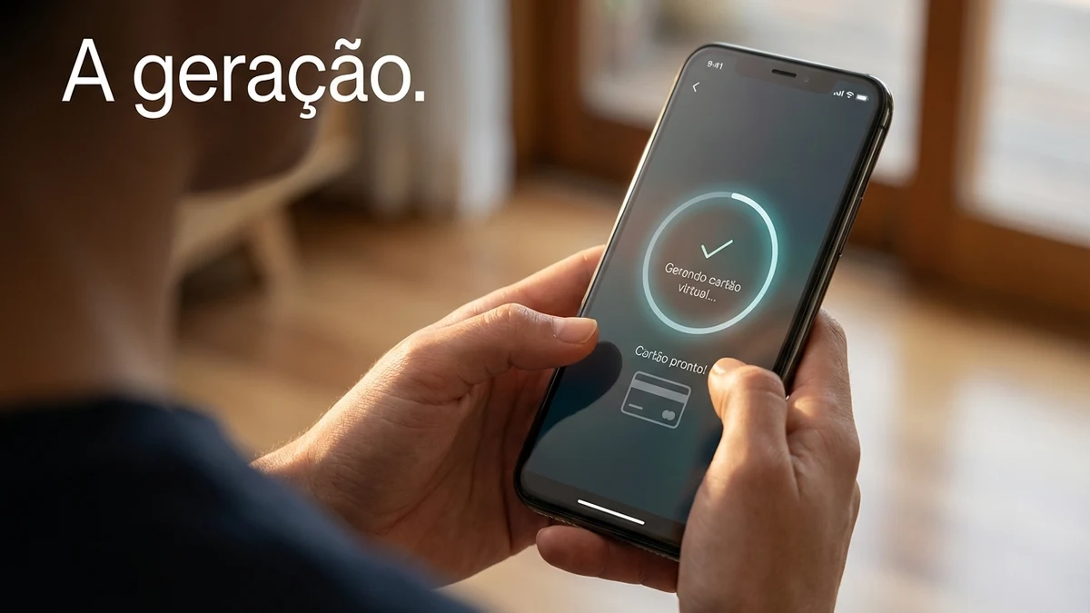 Tela do aplicativo do banco mostrando cartão virtual gerado