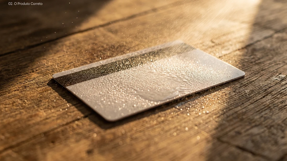 Close-up de chip de cartão sendo limpo com pano macio