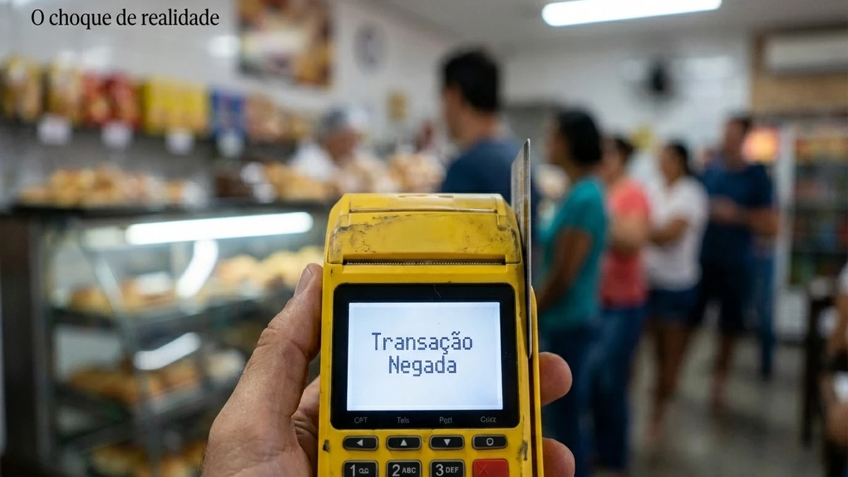 Pessoa refletindo antes de usar cartão de crédito para compra consciente