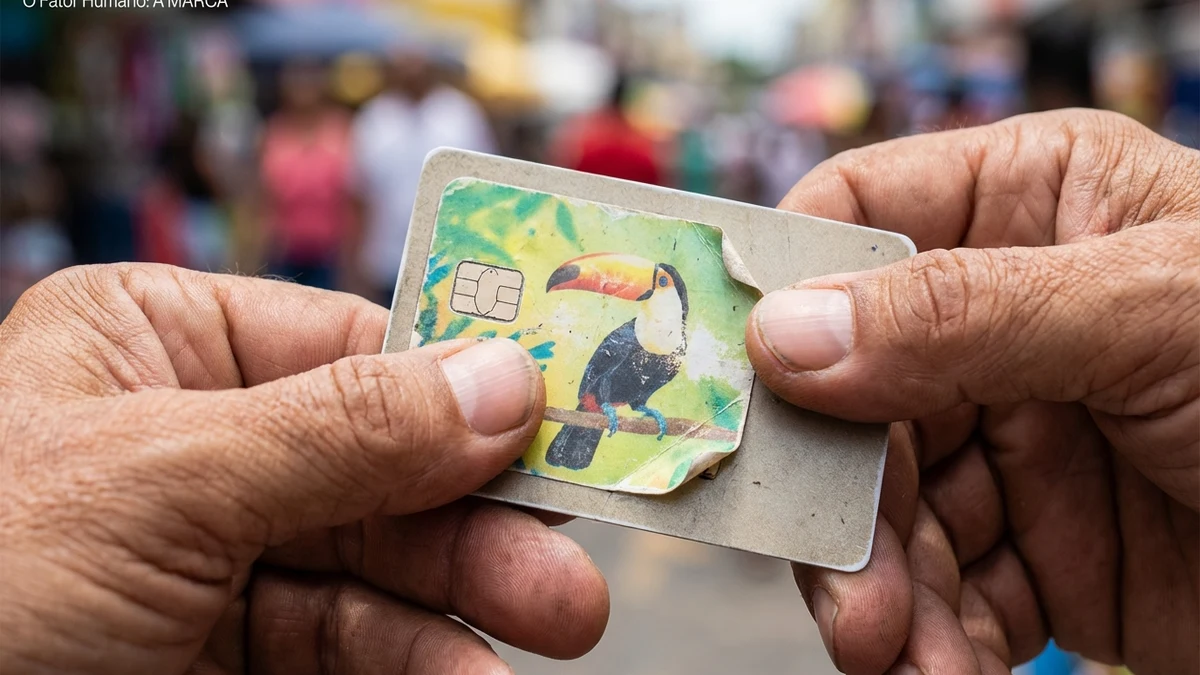 Mão segurando golpes cartão de crédito com adesivo personalizado