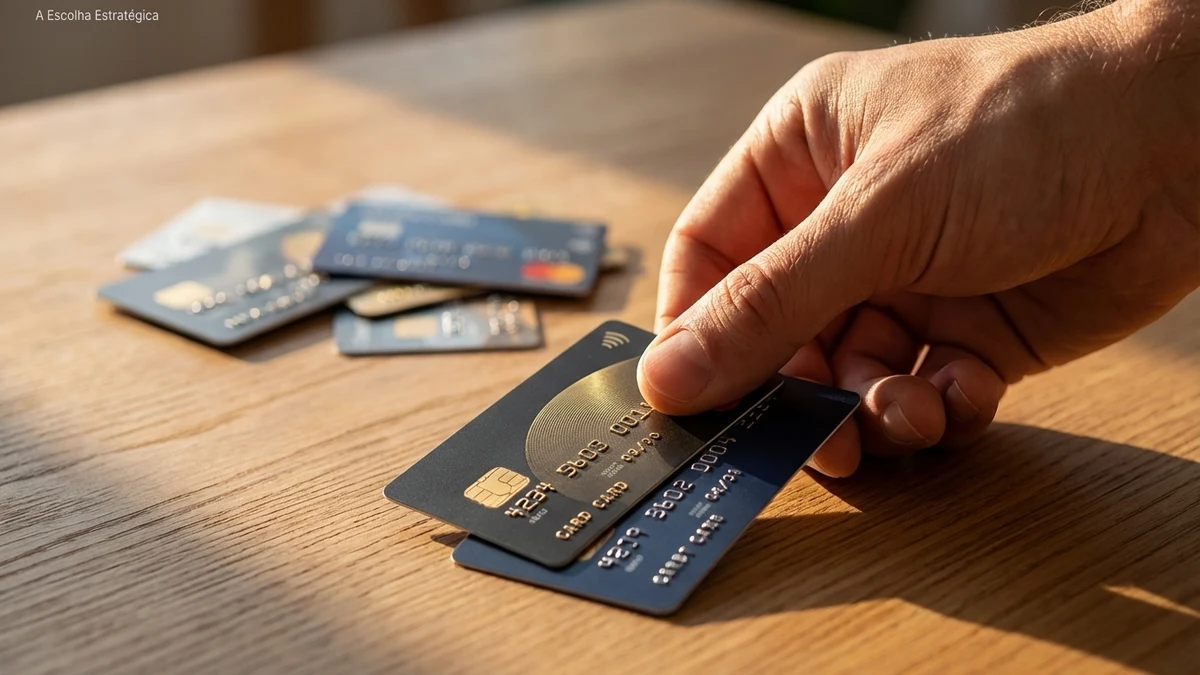 Carteira minimalista com poucos cartões organizados